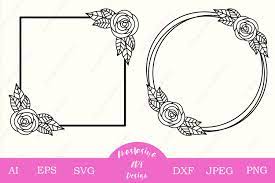 Download Floral Frame Svg Cut File Roses Monogram Wreath Border Dxf 557968 Cut Files Design Bundles