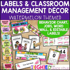 classroom management mini watermelon decor pack jobs behavior chart labels