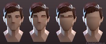 The hands use only enough rigging to pose fists or weapon grips. Low Poly Character Design Sunday Sundae