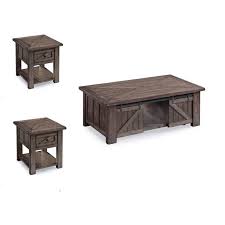 Coffee table35 3/8x18 1/8 . 3 Piece Coffee And End Table Set In In Weathered Charcoal Walmart Com Walmart Com
