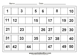 This worksheet is part of a larger unit on number sequences. Tracing Numbers 1 50 Worksheets For Kindergarten Preschool Worksheet Gallery