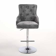 The rocco grey brushed velvet ring back bar stool is a very stylish kitchen stool that is sure to make any seating space the focal point of the room. Bar Stools Grey Velvet Off 75