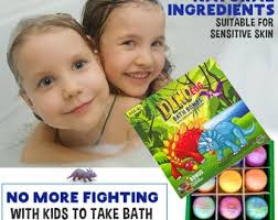 Dinosaur Bath Bombs for Kids with surprise inside, 9 Organic Dino Egg Bath  Bombs w/Dinosaur Puzzle, Birthday Gifts for Kids, Boys, Girls