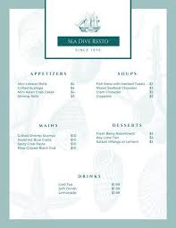 Black And Blue Drink Menu White Blue Seafood Food And Drink Menu Menu Template Menu Menu Cover