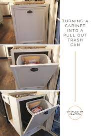 Also gives you an extra space to place items on top. Turning A Cabinet Into A Pull Out Trash Can Trash Can Cabinet Trash Can Diy Furniture