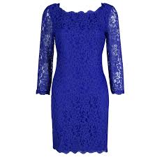 diane von furstenberg cobalt blue zarita lace dress m