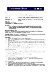Hotel manager job description template: Name Job Description Assistant Food And Beverage Manager