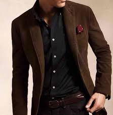 Dark Brown Blazer On Black Shirt Business Casual Men Mens Outfits Formal Dresses For Men Aim for darker colors like browns, dark reds, and violets. dark brown blazer on black shirt