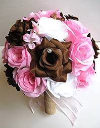 Bride's bouquet wrap, rustic burlap with cream lace overlay, enhance your beautiful wedding bouquet with this wrap that is easy to attach! Sale Fall Bridal Burlap Wedding Bouquet Ivory Brown Silk Rose Accessories Weddings Valresa Com