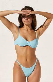 Kendall Kylie Womens Blue Faye Ribbed Underwire Bikini Top Size Large In 2021 Underwire Bikini Top Underwire Bikini Bikini Tops