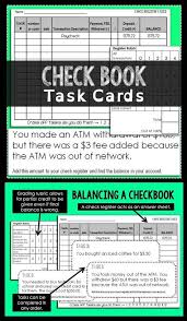 Balancing Checkbook Task Cards A Check Register Acts As An Answer Sheet Students Can Complete The Tasks In Any Consumer Math Life Skills Classroom Task Cards