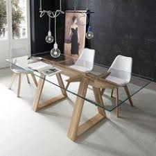 Table Design En Verre Trempe Et Bois Massif Tokyo Table A Manger En Verre Table En Verre Salle A Manger Verre