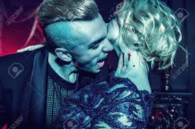 A Beautiful Couple Of Vampires In A Dark Room Bite Of A Vampire Classic Style Beauty Fashion Stock Photo Picture And Royalty Free Image Image 110352437