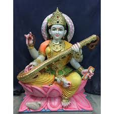 Download maa saraswati images, wallpaper in hd quality. Painted Saraswati Mata Marble Statue For Worship Rs 9000 Piece Id 11885911197