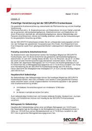 Da er die krankenkasse wechseln möchte, sendet er am 29.4. Freiwillige Versicherung Bei Der Securvita Krankenkasse