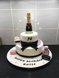 Classy Birthday Cake For 30 Year Old Woman Classy 2 Tier For A 30th With Champagne Bottle X Birthday Cake Wine Special Birthday Cakes 25th Birthday Cakes