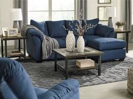 Darcy Blue Stationary Living Room Group By Signature Design By Ashley At Household Furniture In 2020 Blue Couch Living Room Blue Couch Living Couches Living Room