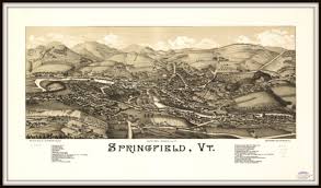 Springfield Vt Panoramic Map Vintage Map Vintage Map Art Etsy Vintage Maps Art Birds Eye View Map Vintage Map Decor