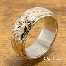 14k Gold Hawaiian Traditional Two Tone Ring 6mm X 8mm Width Aolani Hawaii 1 Hawaiian Wedding Rings Unique Diamond Rings Titanium Wedding Rings