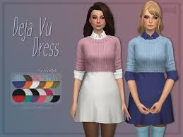 A Lovely Shirt Dress Sweater Combo For Your Simmies Found In Tsr Category Sims 4 Female Everyday Sims 4 Clothing Sims 4 Dresses Sims 4