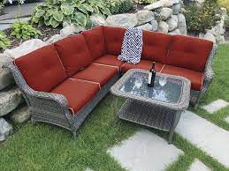 Backyard Creations Palmer Sectional Seating Patio Set At Menards In 2021 Patio Furniture Collection Backyard Creations Patio Set