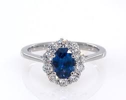 Fine Jewelry Gemstone Rings Platinum Oval Sapphire And Diamond Classic Halo Rin Sapphire Engagement Ring Blue Fine Jewellery Earrings Fine Jewellery Necklace