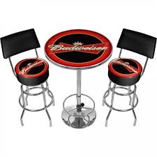 Budweiser Bar Stools And Table Set Man Cave 360 Degree Swivel Padded Seat Bar Stool Table Set Bar Stools Pub Table And Stools