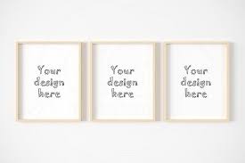 Set Of Three Light Wood Frame Mockup Frame Mockups Free Psd Mockups Templates Mockup Free Psd