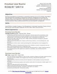 Preschool Lead Teacher Resume Samples Qwikresume