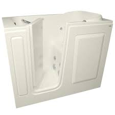 Tub dimensions home depot, whirlpool tubs are height but the home depot. American Standard Gelcoat 48 In Walk In Whirlpool With Left Quickdrain Bathtub In Linen 2848 403 Wll Pc The Home Depot