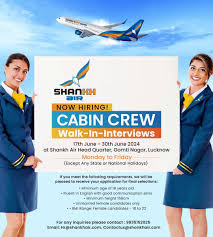 Hurry!!! Only 1 Days Left!, Dream of a career where the sky's the limit? ,  SHANKH AIR (SHANKH AVIATION PVT LTD-SAPL) , will be conducting Walk- in  interviews for cabin crew in , SAPL Head Quarters, ...