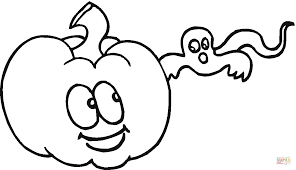 Cute Pumpkin And Little Ghost Super Coloring Coloring Pages Halloween Coloring Pages Halloween Coloring Book