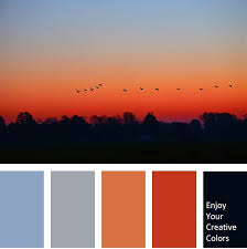Light autumn gold, pale pumpkin, light orange spice, medium apricot, light alizarin, dark salmon. Color Of Sunset Archives Million Shade