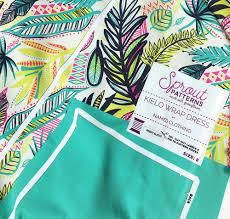 The sleeveless design has a round neckline and a wrap tie closure at the waist. The Sprout Patterns Dress We Can T Stop Making Spoonflower Blog