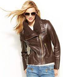 Michael Michael Kors Knit Trim Leather Jacket Yep This Is What S Up For My Birthday In Bla Blazer Jackets For Women Womens Clothing Websites Leather Jacket