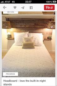 pallet wood headboard with built in nightstand shelves home home decor rustic headboard