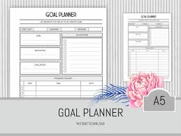 Goal Planner Printable Pdf Personal Agenda Goal Progress Tracker Planner Page Insert Daily Goal Monthly Goal Planner Printable Printable Planner Goals Planner