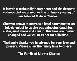Legal analyst midwin charles, familiar to viewers for her frequent appearances on cnn, msnbc, hln and bloomberg tv, died yesterday. Vpcx0wj014xr1m