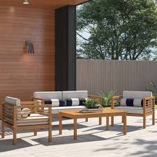 Lindsey 4 Piece Sofa Seating Group With Cushions In 2020 Outdoor Seating Set Seating Groups Outdoor Sofa Sets