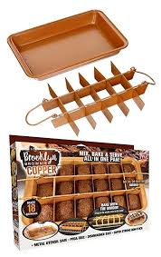 Brooklyn Brownie Copper By Gotham Steel Nonstick Baking Pan With Built In Slicer Ensures Perfect Crispy Edges M Nonstick Baking Pans Baking Pans Gotham Steel