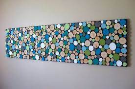 Diy Wood Slice Wall Take A Canvas Or Thin Sheet Of Wood For The Background Then Paint Circles Of Wood And Diy Wall Art Wall Sculpture Art Metal Tree Wall Art