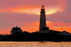 Boston Light At Sunset New England Lighthouses Lighthouse New England