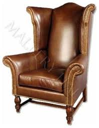 Custom Made Wingback Chair In Supple Leather High Back Nail Head Accents And Wood Legs Specifications Width 40 De Unique Furniture Wingback Chair Chair