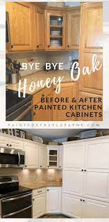 Here is what my kitchen looked like before i started updating it. Bye Bye Honey Oak Kitchen Cabinets Hello Brighter Kitchen Oak Kitchen Cabinets Cheap Kitchen Cabinets Oak Kitchen