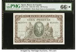 Most countries have their own name for the money that they use. Spain Banco De Espana 100 Pesetas 9 1 1940 1943 Pick 118a Lot 28518 Heritage Auctions