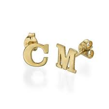 Initial Stud Earrings In 14k Solid Gold Print My Name Necklace Canada