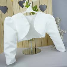 Boléro fille mariage ou soirée. Bolero Ceremonie Fille En Satin Blanc Avec Perles Pour Mariage Bapteme