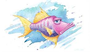 Print Of Smugfish Crazy Fish Fish Art Fish Etsy Fish Art Fish Drawings Fish Painting
