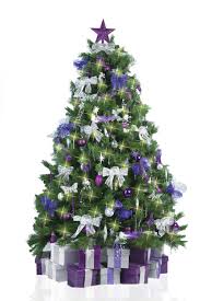 White and silver christmas decoration ideas. Christmas Tree With Purple And Silver Decorations Christmas Tree Hire