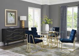 191961 546 5 Pc Evianna 54 Round Clear Glass Top Brass Metal Base Dining Table Set Dining Room Furniture Sets Round Dining Table Sets Dining Table Bases